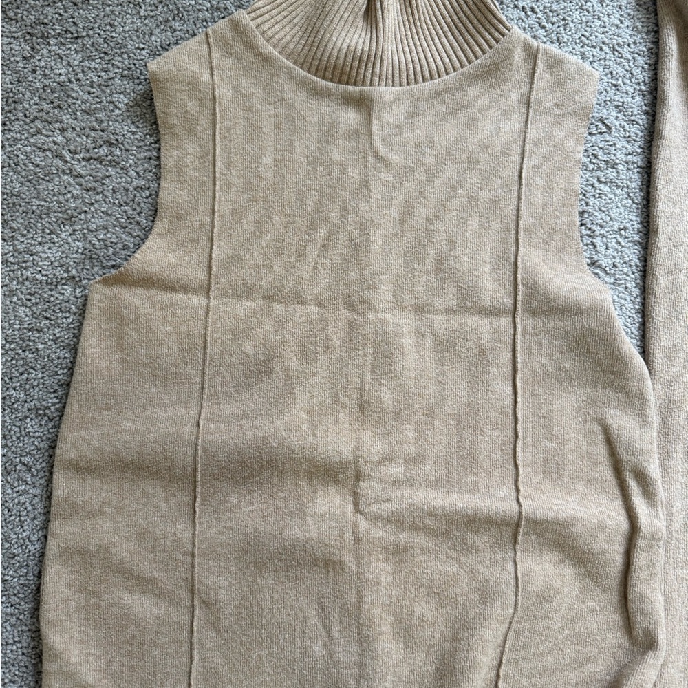 Zara Tan Wide Leg Pants & Sleeveless Top Set - Picture 2 of 4